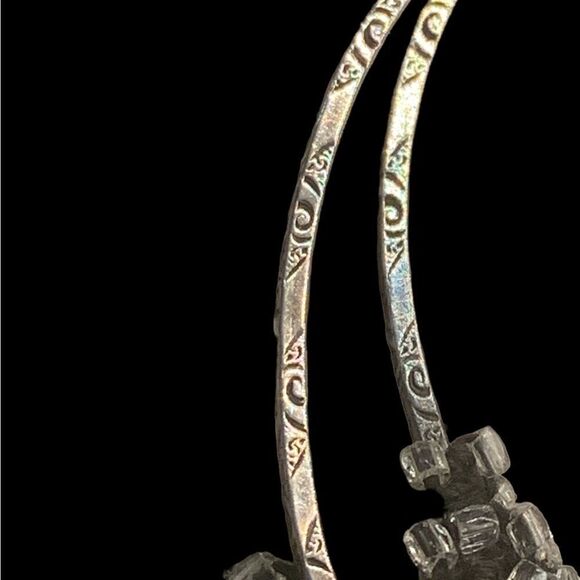 Vintage French Victorian black/silver glass bead bag embossed sterling handles - Picture 3 of 7